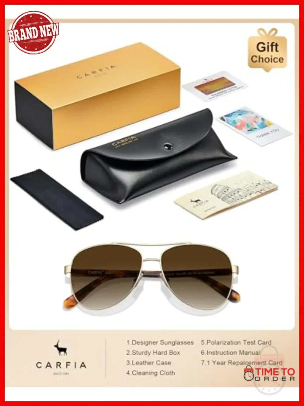 Polarized Sunglasses with Acetate Arms Metal Frame, UV400 Protection,